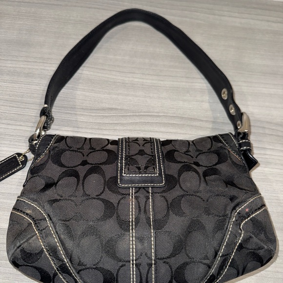 Coach 10296 Small Soho Black Signature C Canvas Shoulder Bag Y2K Vintage Authen - Picture 2 of 16